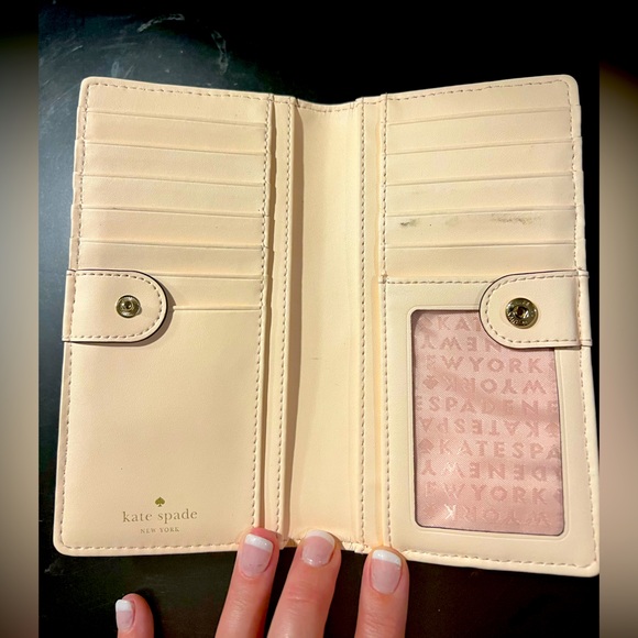 Kate Spade. Pink snap wallet. Some wear on inside. - Picture 2 of 3